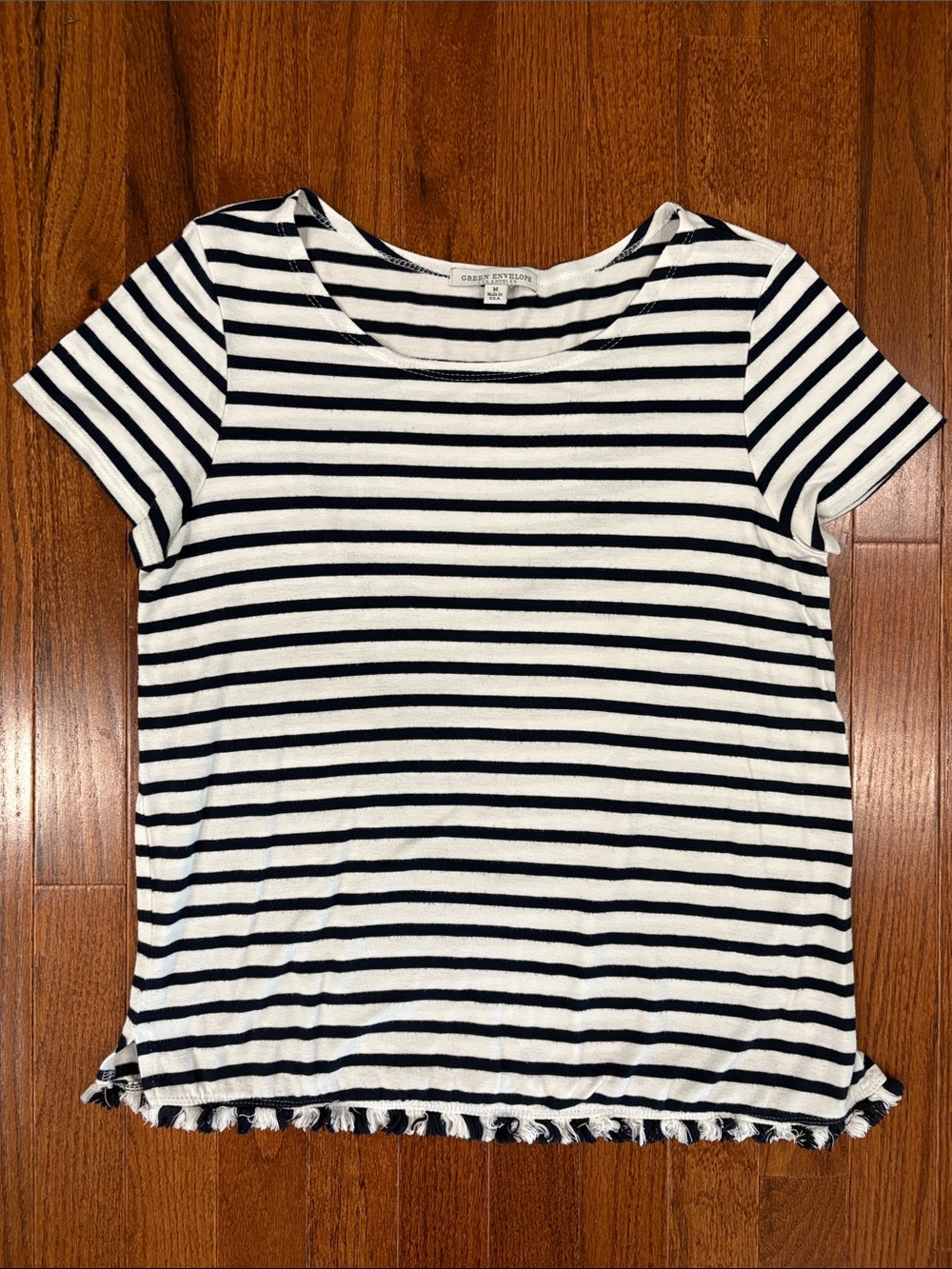 Fringe-Hem striped Tee